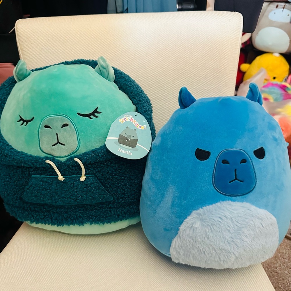 Squishmallow capybara Nastia NWT & Kenji NWOT first to market plush